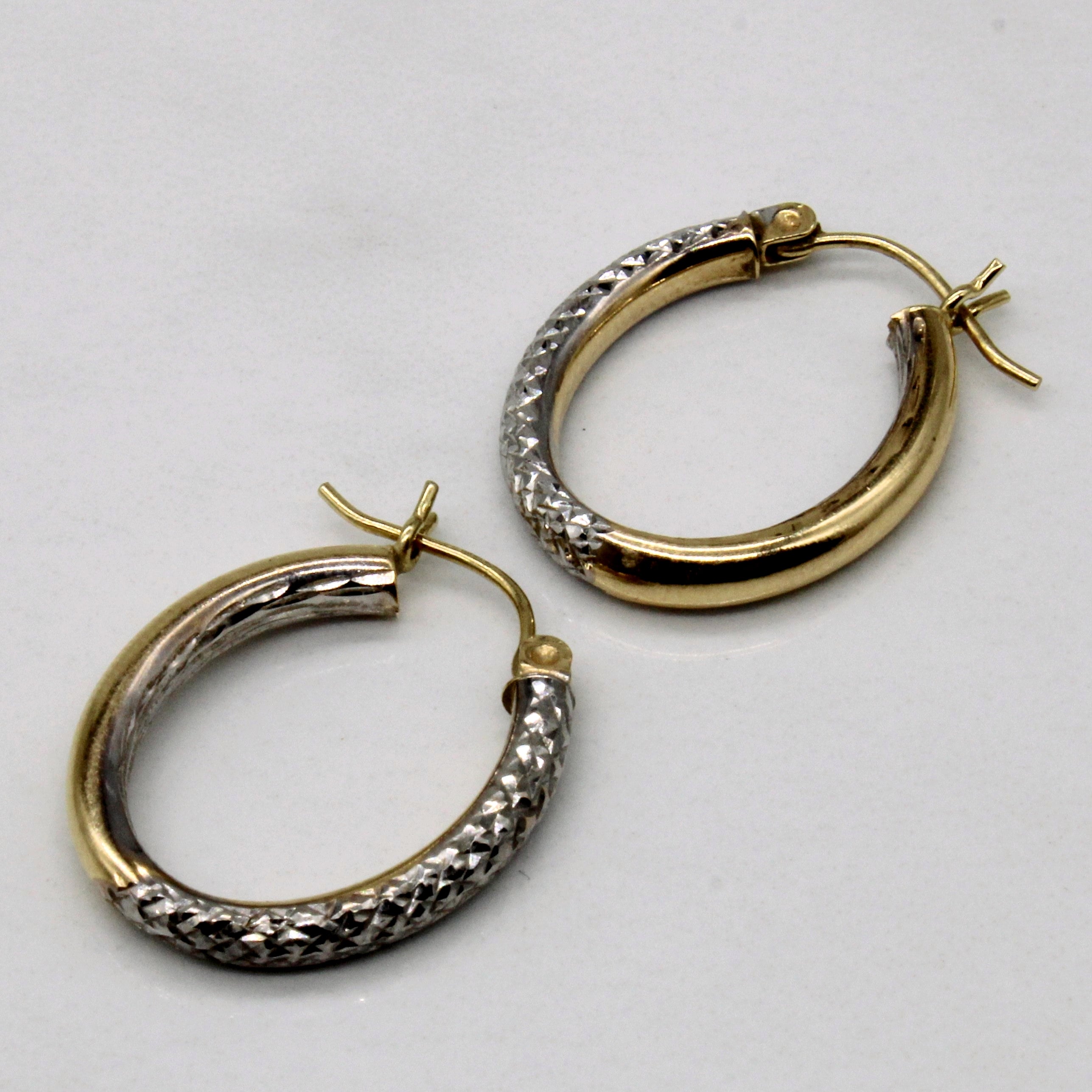 14k Two Tone Gold Hoop Earrings