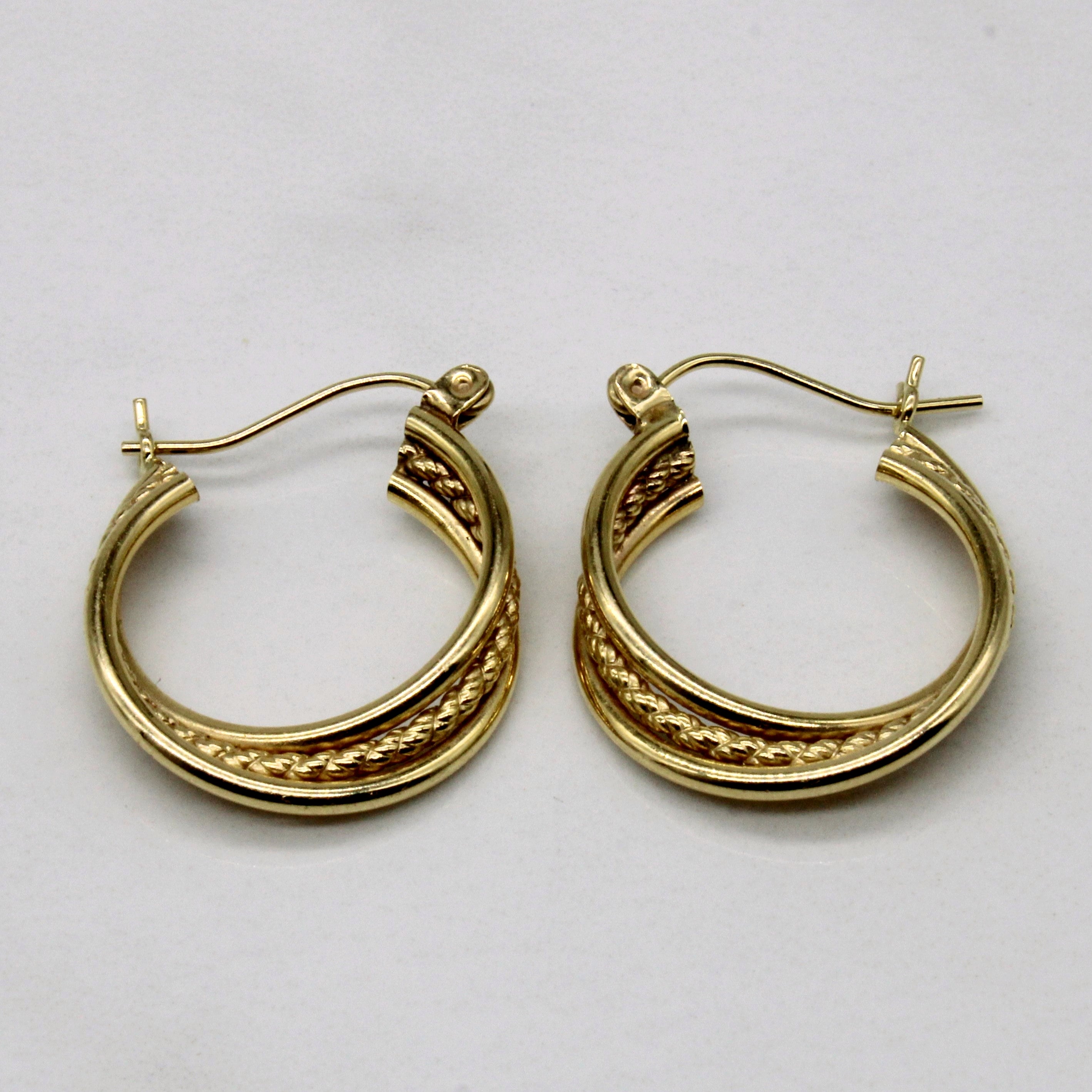 14k Yellow Gold Twisted Hoop Earrings