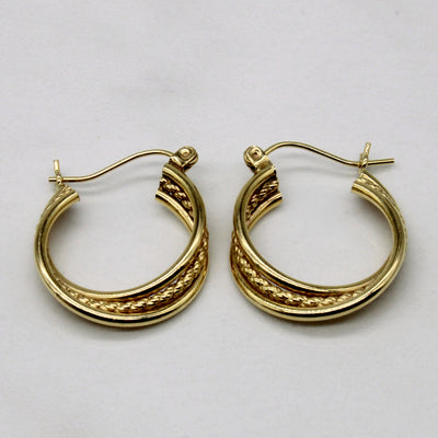 14k Yellow Gold Twisted Hoop Earrings