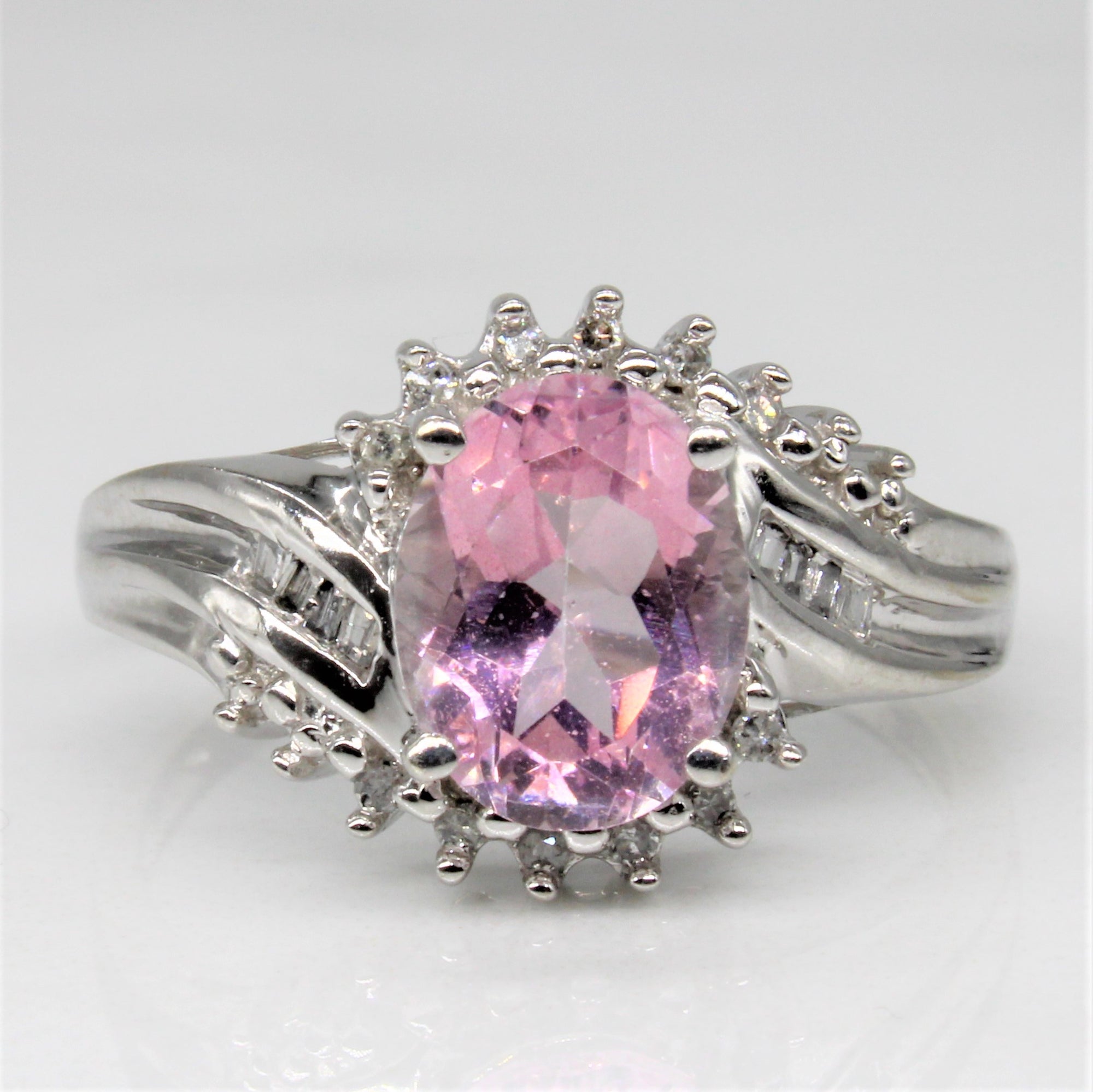 Pink Topaz & Diamond Cocktail Ring | 2.00ct, 0.10ctw | SZ 8 |