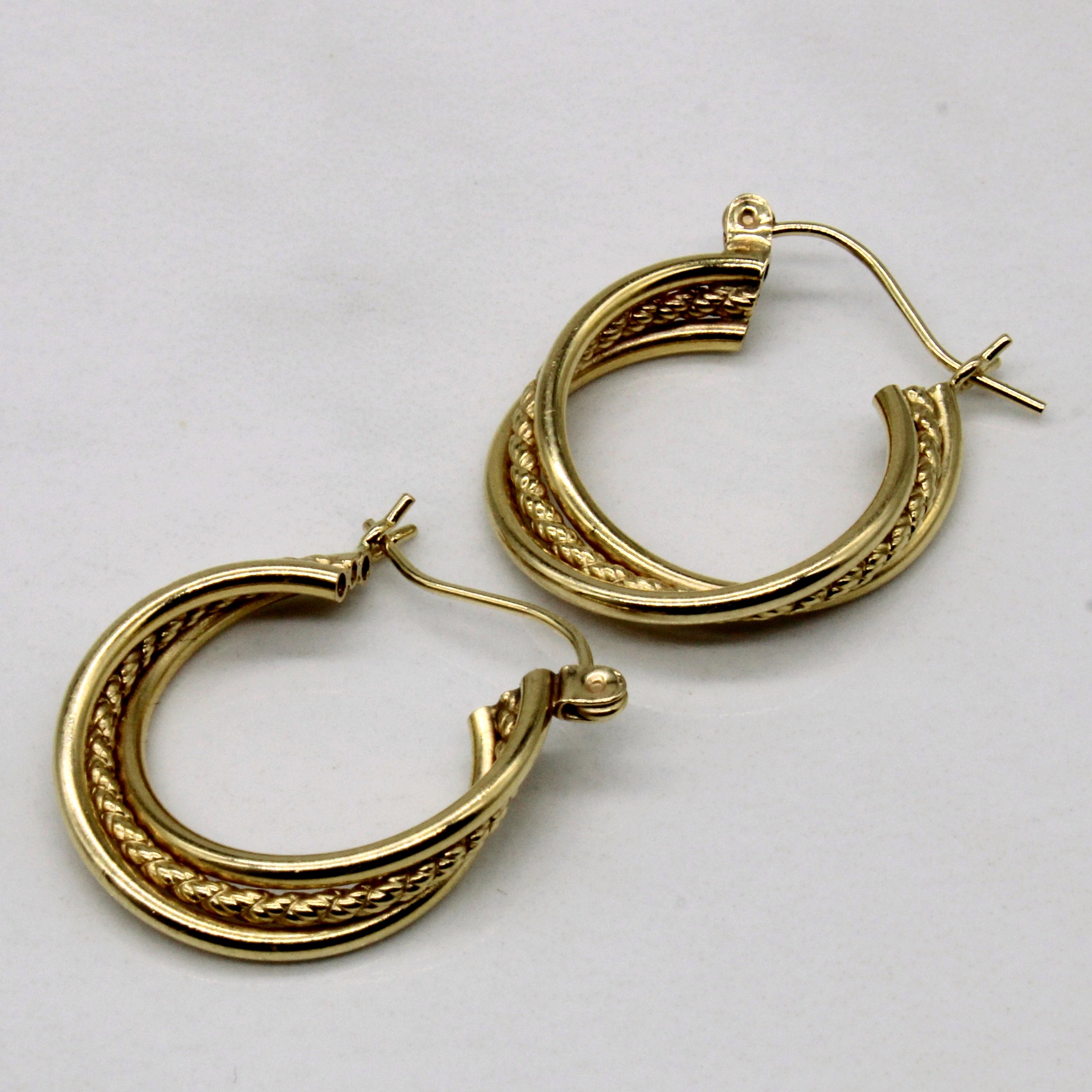 14k Yellow Gold Twisted Hoop Earrings