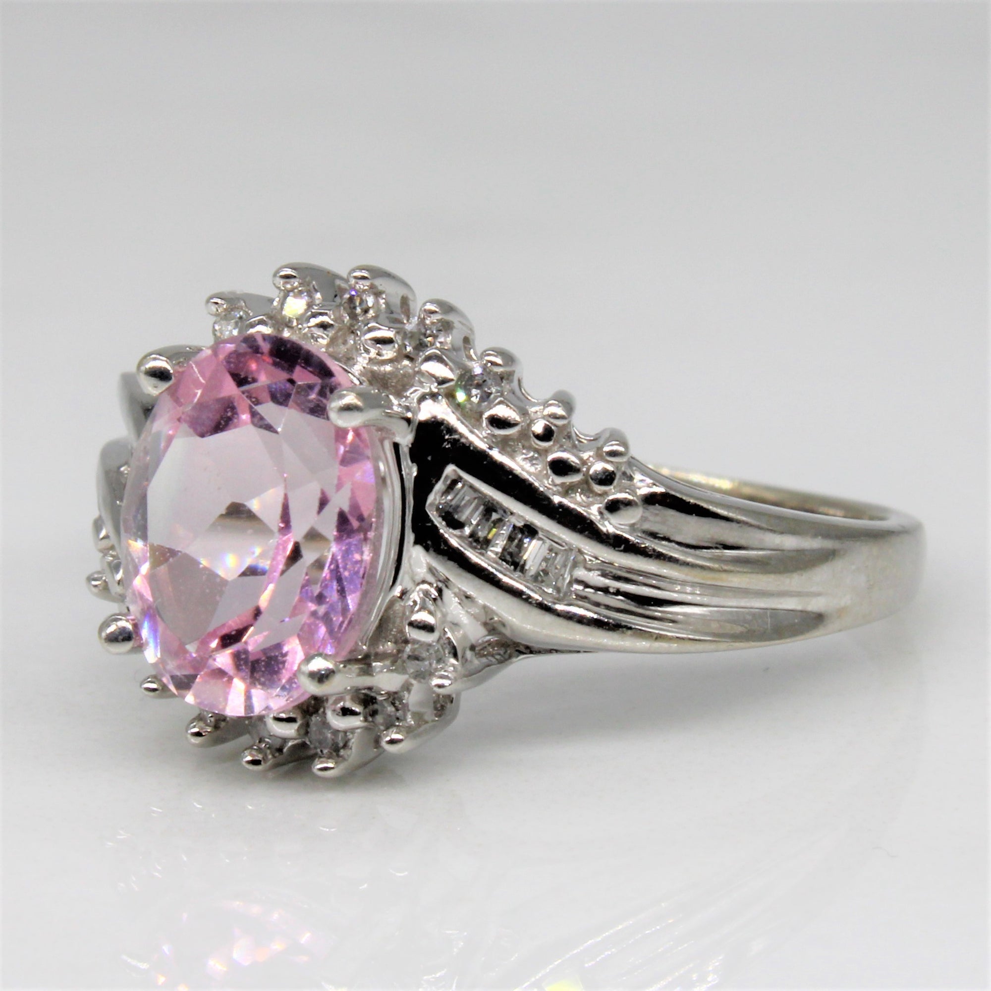Pink Topaz & Diamond Cocktail Ring | 2.00ct, 0.10ctw | SZ 8 |
