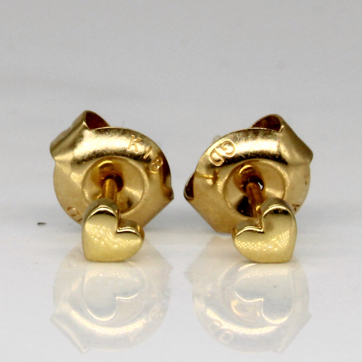18k Yellow Gold Heart Stud Earrings