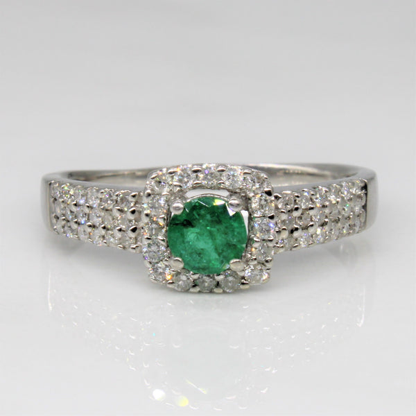 Emerald & Pave Diamond Ring | 0.25ct, 0.25ctw | SZ 7.75 |
