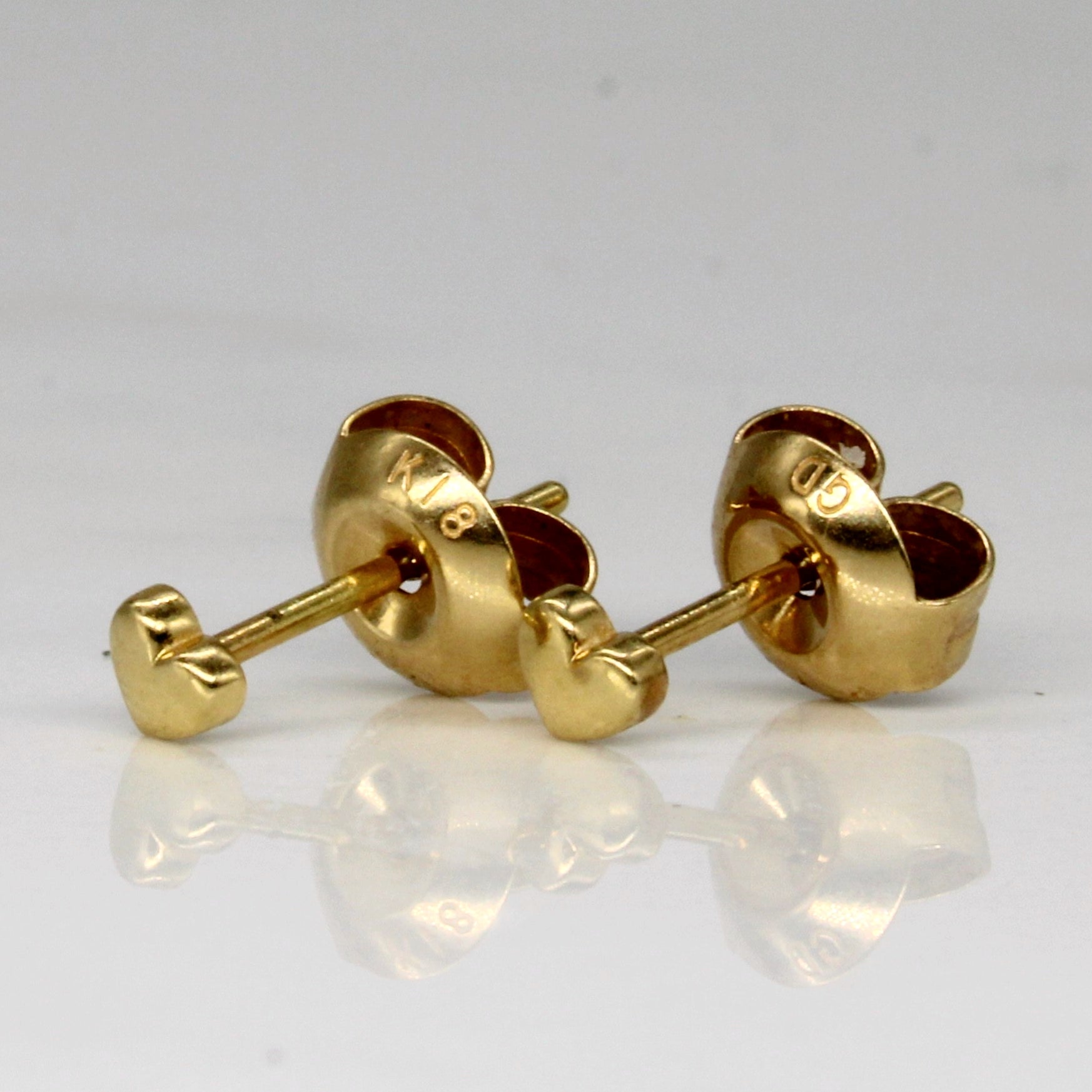 18k Yellow Gold Heart Stud Earrings