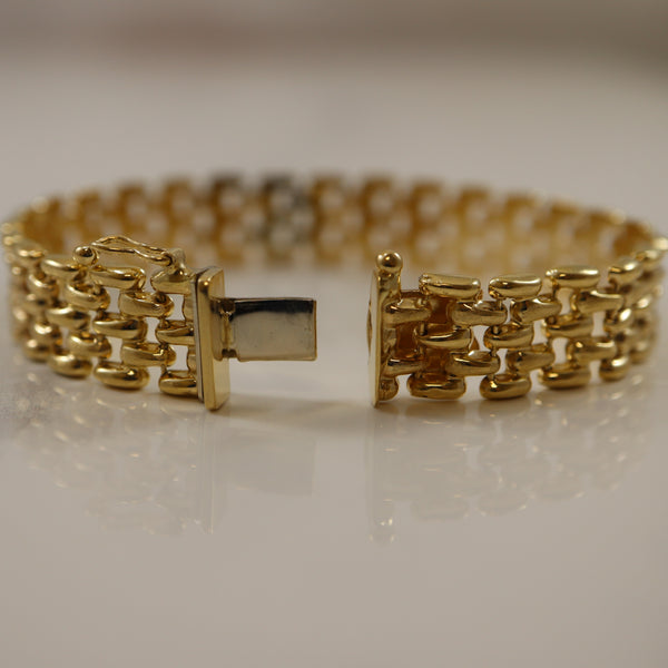 14k Yellow Gold Watch Strap Style Bracelet | 6.75
