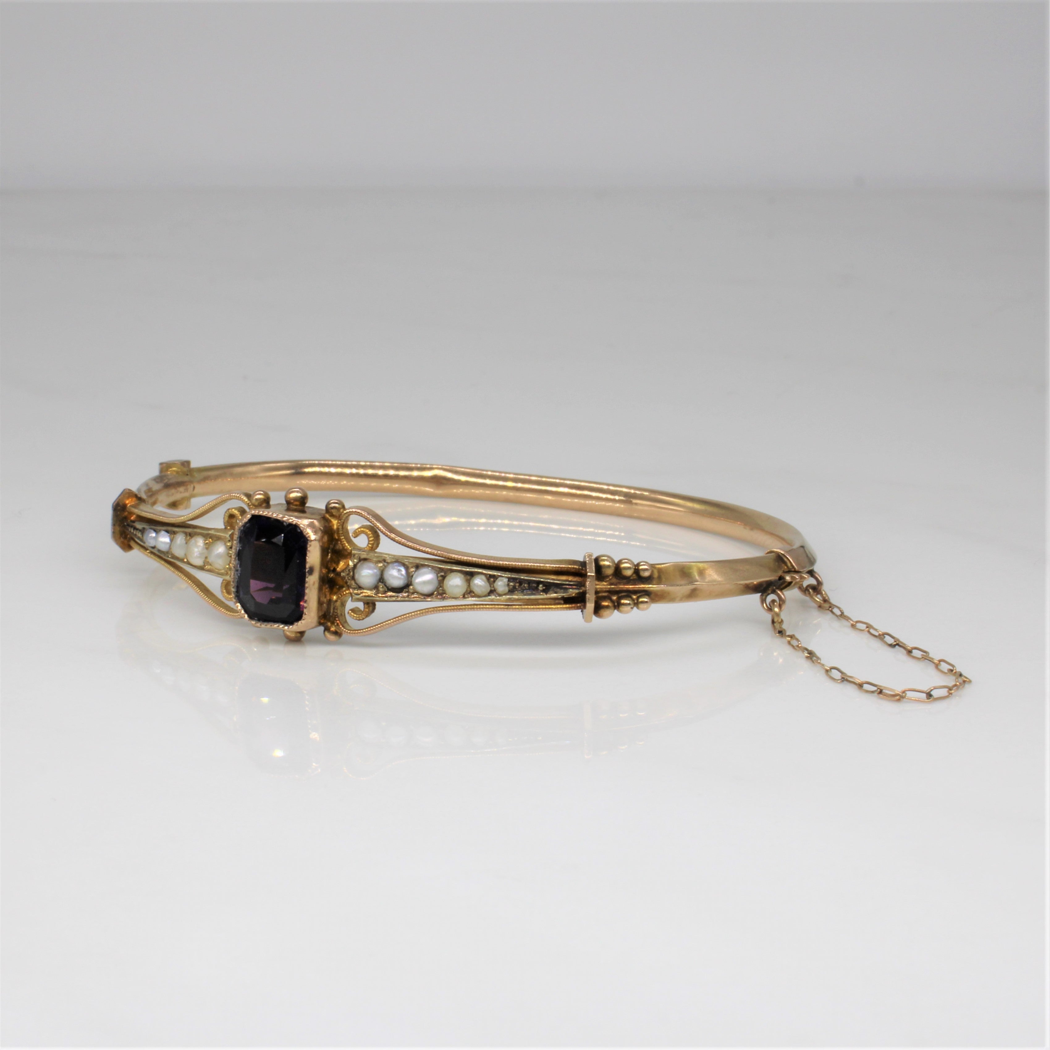 1920s Amethyst & Seed Pearl Bracelet | 1.50ct | 7" |