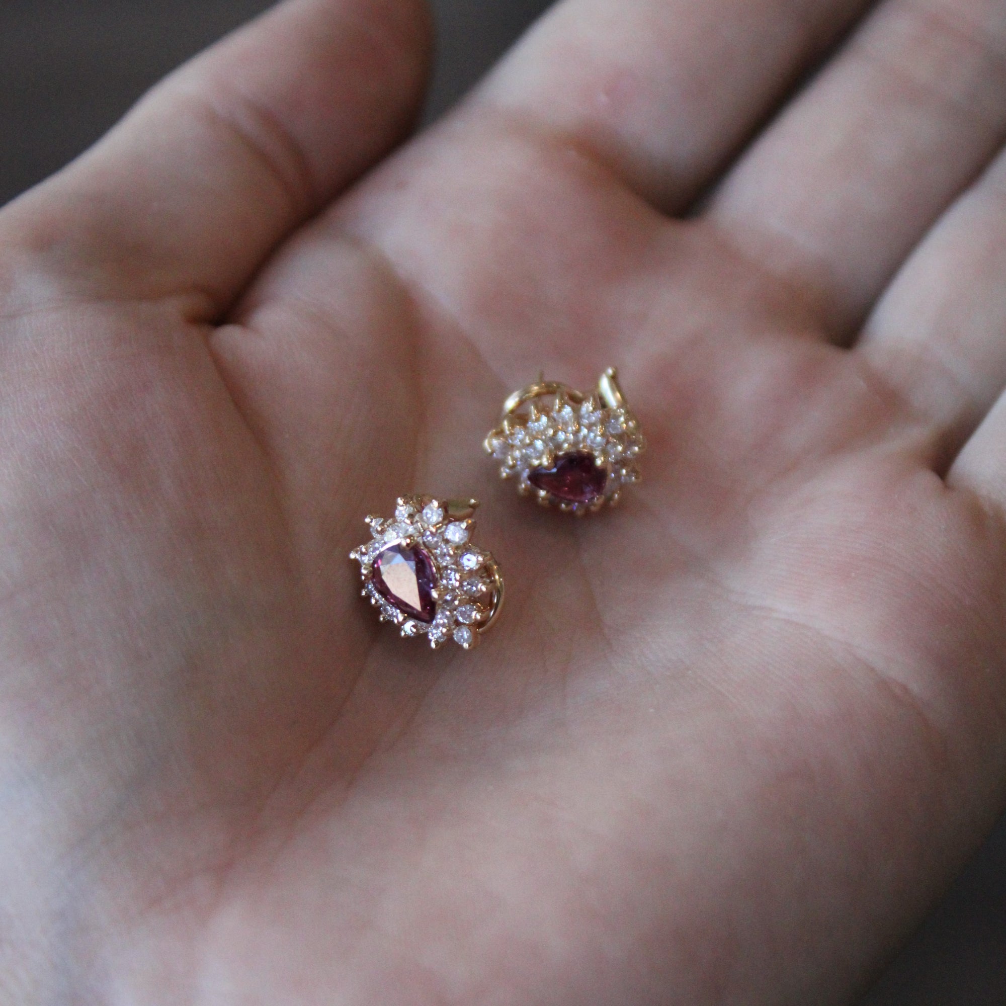 Ruby & Diamond Cluster Earrings | 0.86ctw, 0.55ctw |