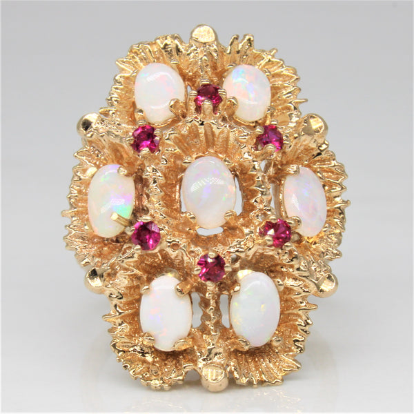 Opal & Synthetic Ruby Cocktail Ring | 2.10ctw, 0.30ctw | SZ 10.25 |