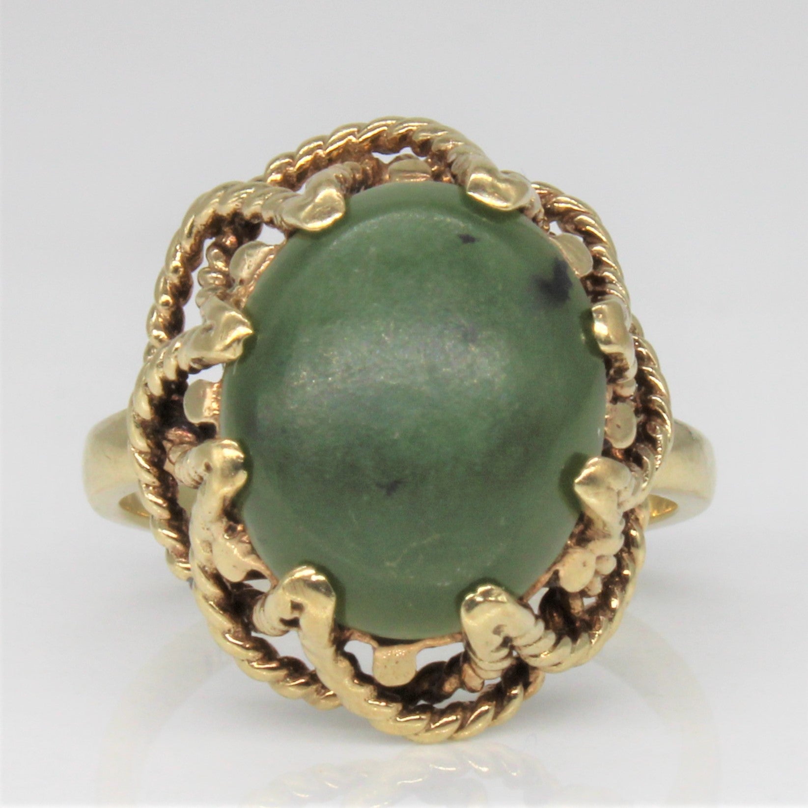 Nephrite Jade Cocktail Ring | 3.65ct | SZ 4.5 |