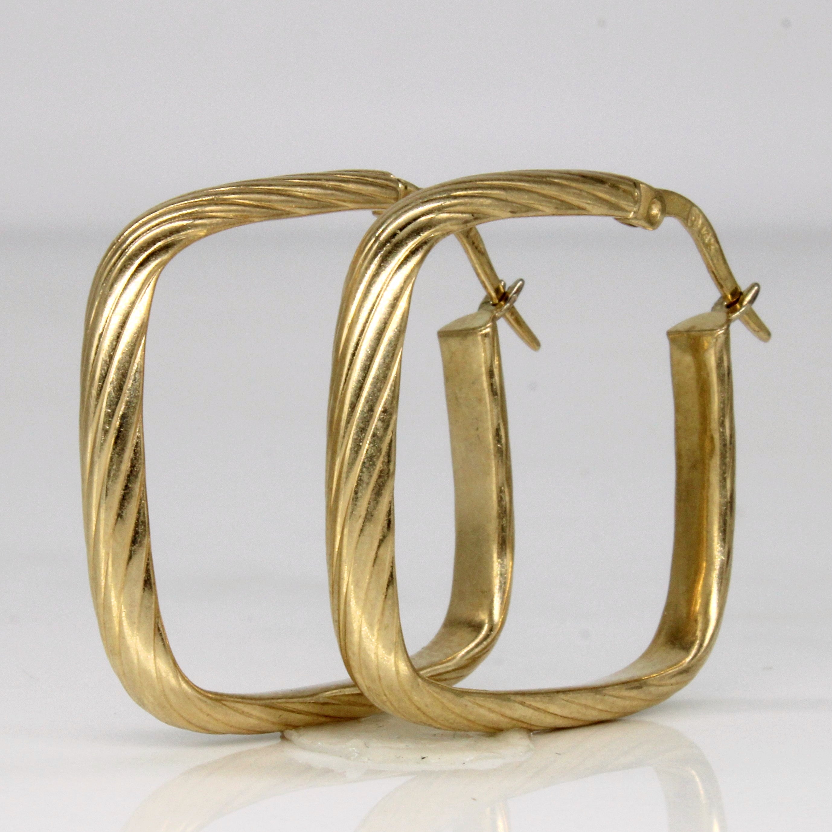 14k Yellow Gold Soft Square Hoop Earrings