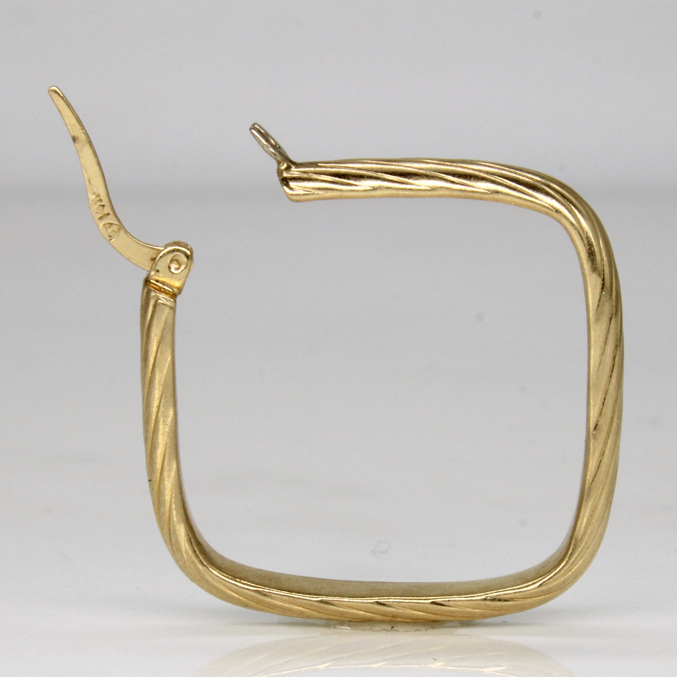 14k Yellow Gold Soft Square Hoop Earrings