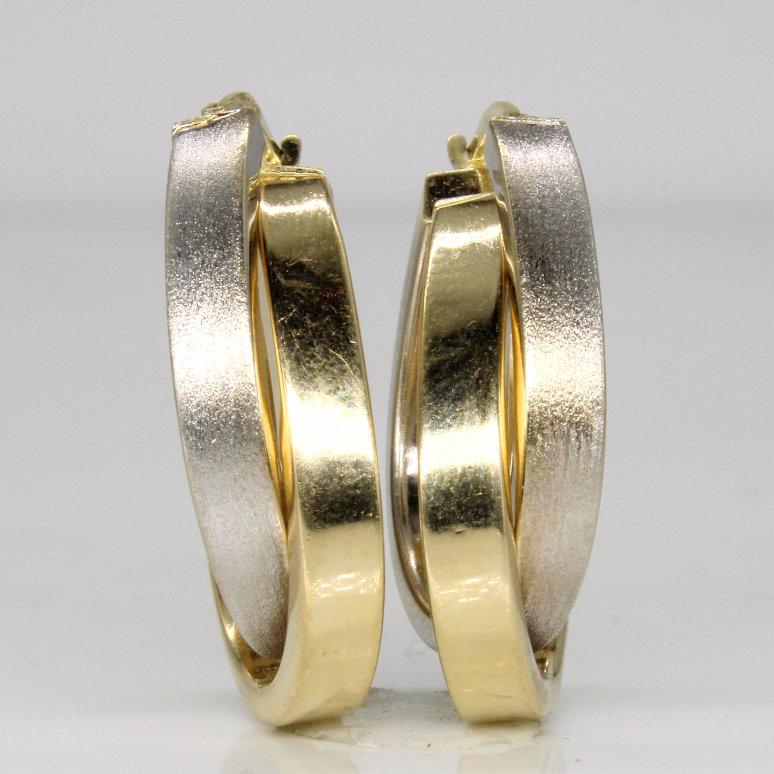 14k Two Tone Gold Hoop Earrings