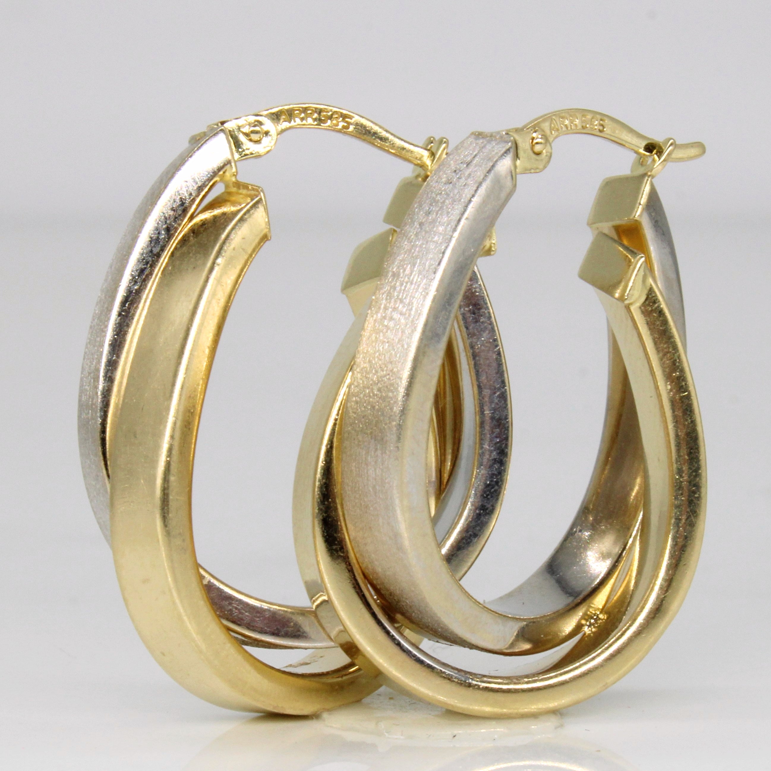 14k Two Tone Gold Hoop Earrings