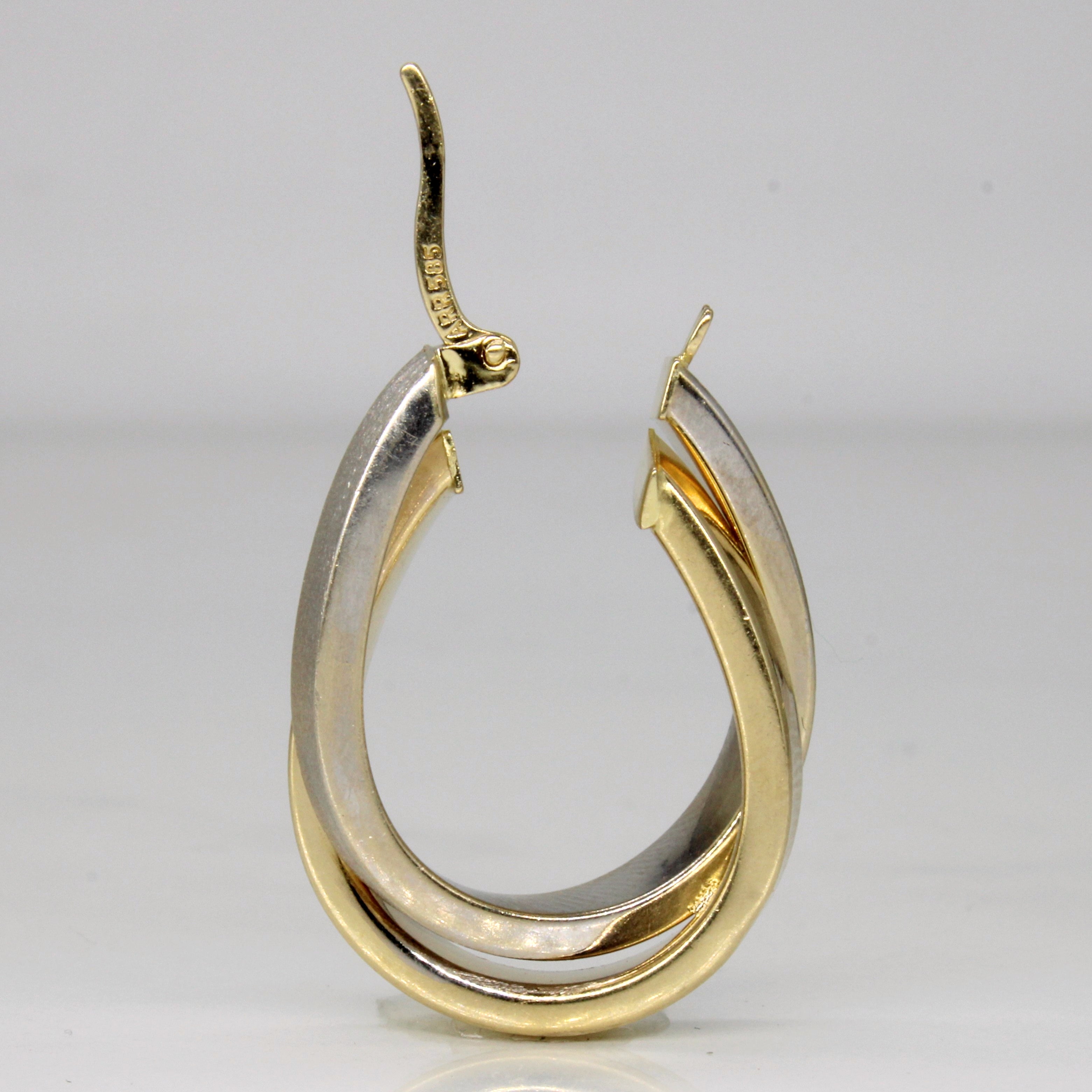 14k Two Tone Gold Hoop Earrings