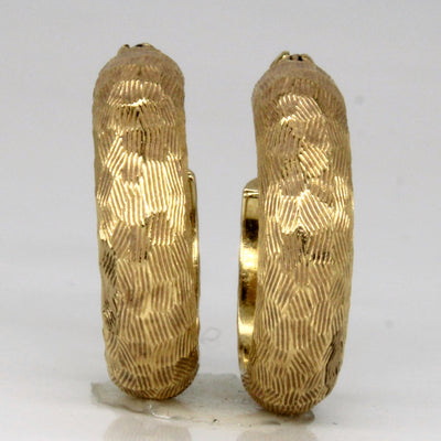 14k Yellow Gold Textured Hoop Earrings