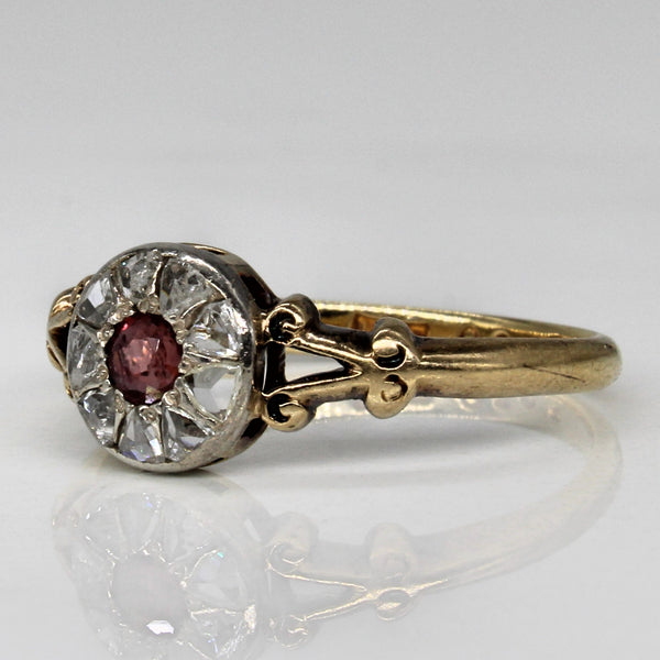 Edwardian Diamond & Ruby Halo Ring | 0.10ctw, 0.10ct | SZ 7.75 |