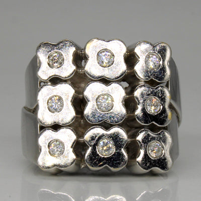 Grid Set Diamond Flower Ring | 0.27ctw | SZ 7.5 |