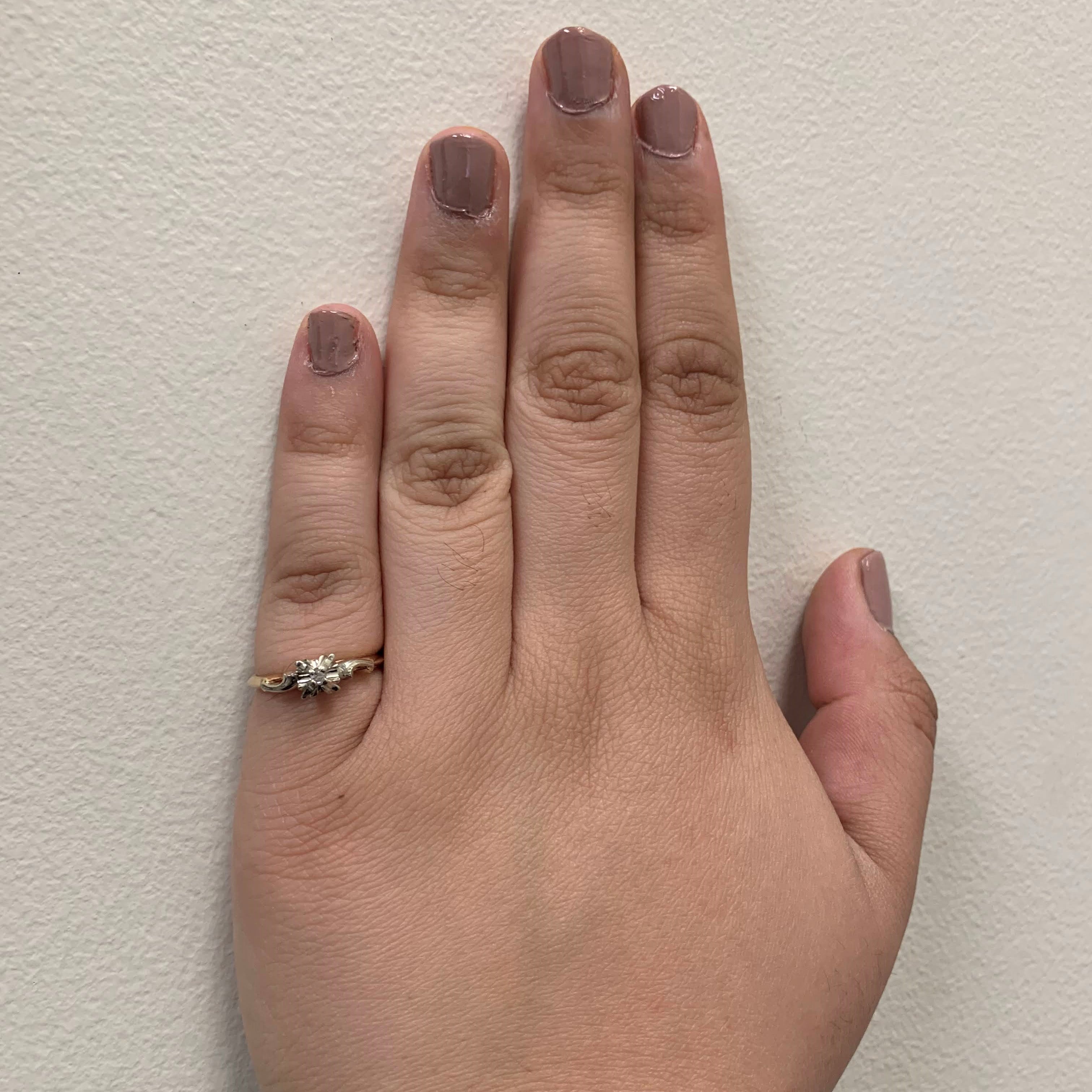 Bague solitaire rétro en diamant | 0,02 ct | Taille 5,25 | 
