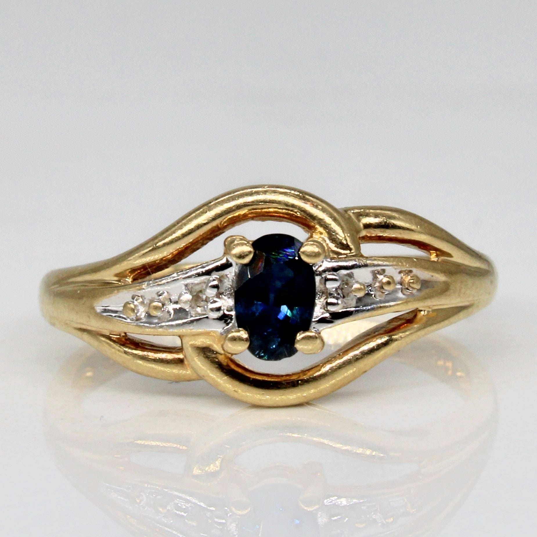 Sapphire & Diamond Bypass Ring | 0.24ct, 0.01ctw | SZ 6.5 |