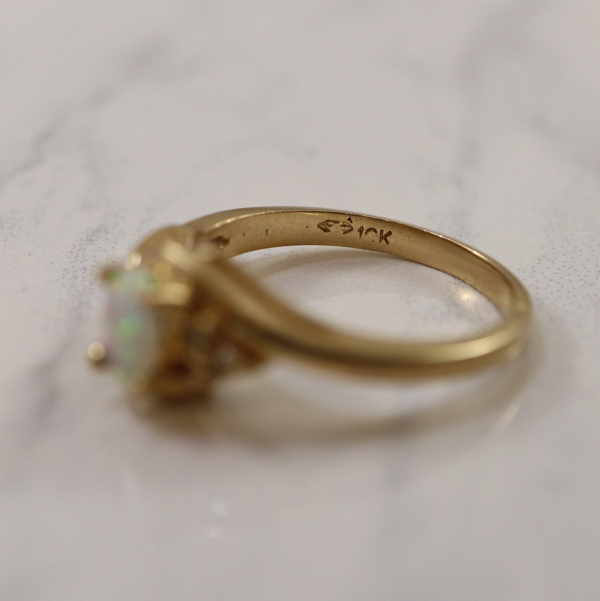 Opal & Diamond Bypass Ring | 0.03ctw | 0.18ct | SZ 6 |