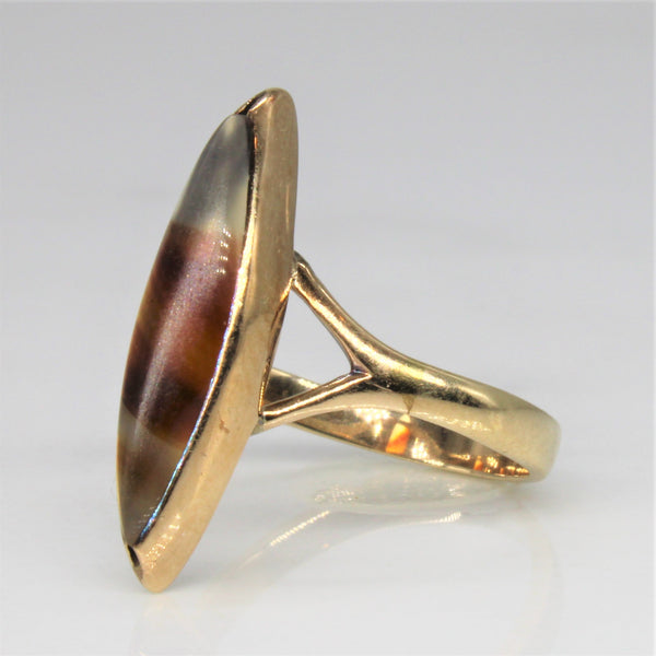 Agate Navette Cocktail Ring | 1.25ct | SZ 5 |