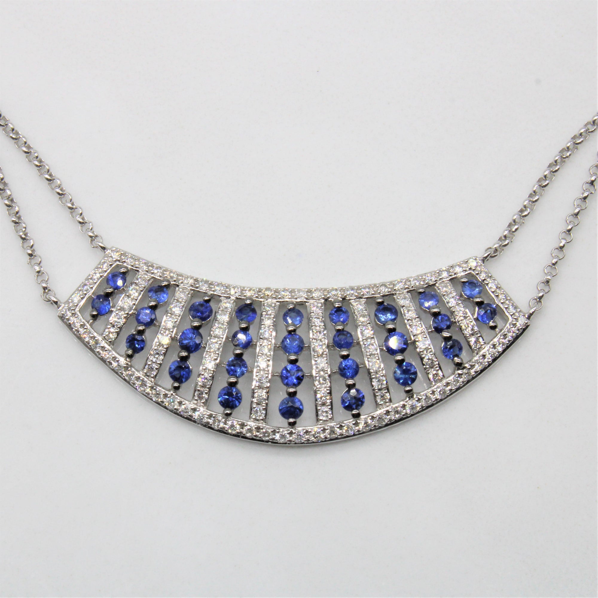 Sapphire & Diamond Gradient Plate Necklace | 0.50ctw, 0.30ctw | 24
