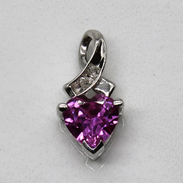 Synthetic Pink Sapphire & Diamond Heart Pendant | 0.90ct, 0.02ctw |