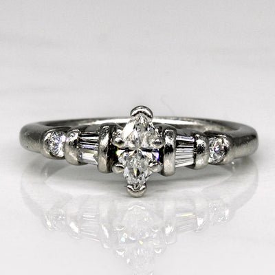 Platinum Marquise Diamond Engagement Ring | 0.44ctw | SZ 6.75 |