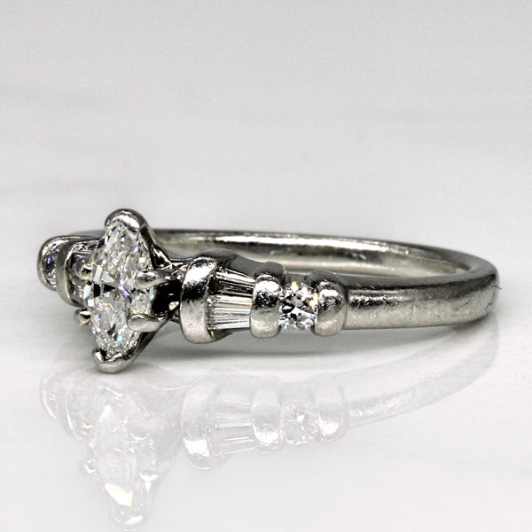 Platinum Marquise Diamond Engagement Ring | 0.44ctw | SZ 6.75 |
