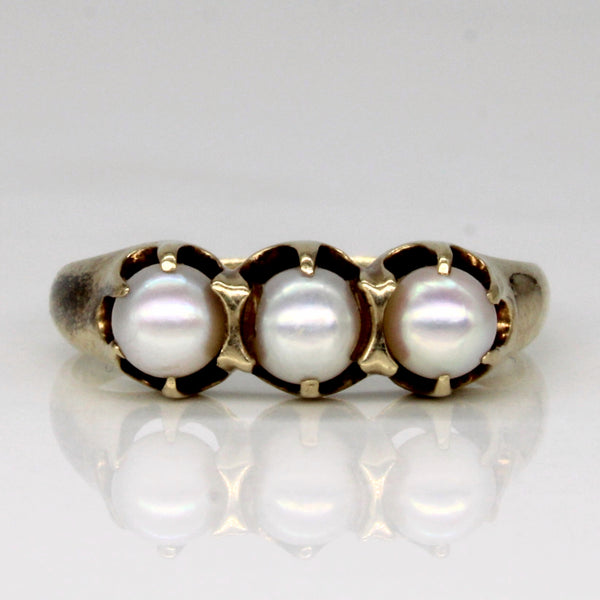 Pearl Three Stone Ring | SZ 7 |