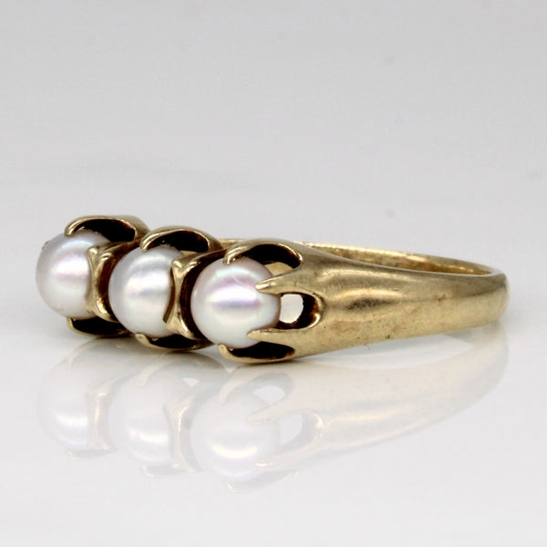 Pearl Three Stone Ring | SZ 7 |