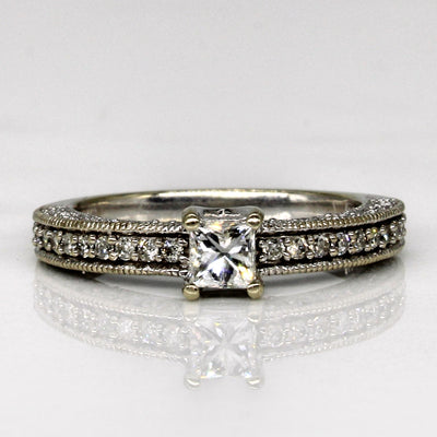 Milgrain Detailed Low Profile Engagement Ring | 0.33ctw | SZ 5.5 |