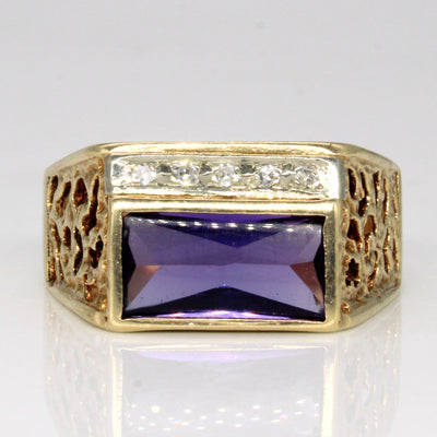 Synthetic Purple Sapphire & Diamond Ring | N/A | SZ 9.5 |