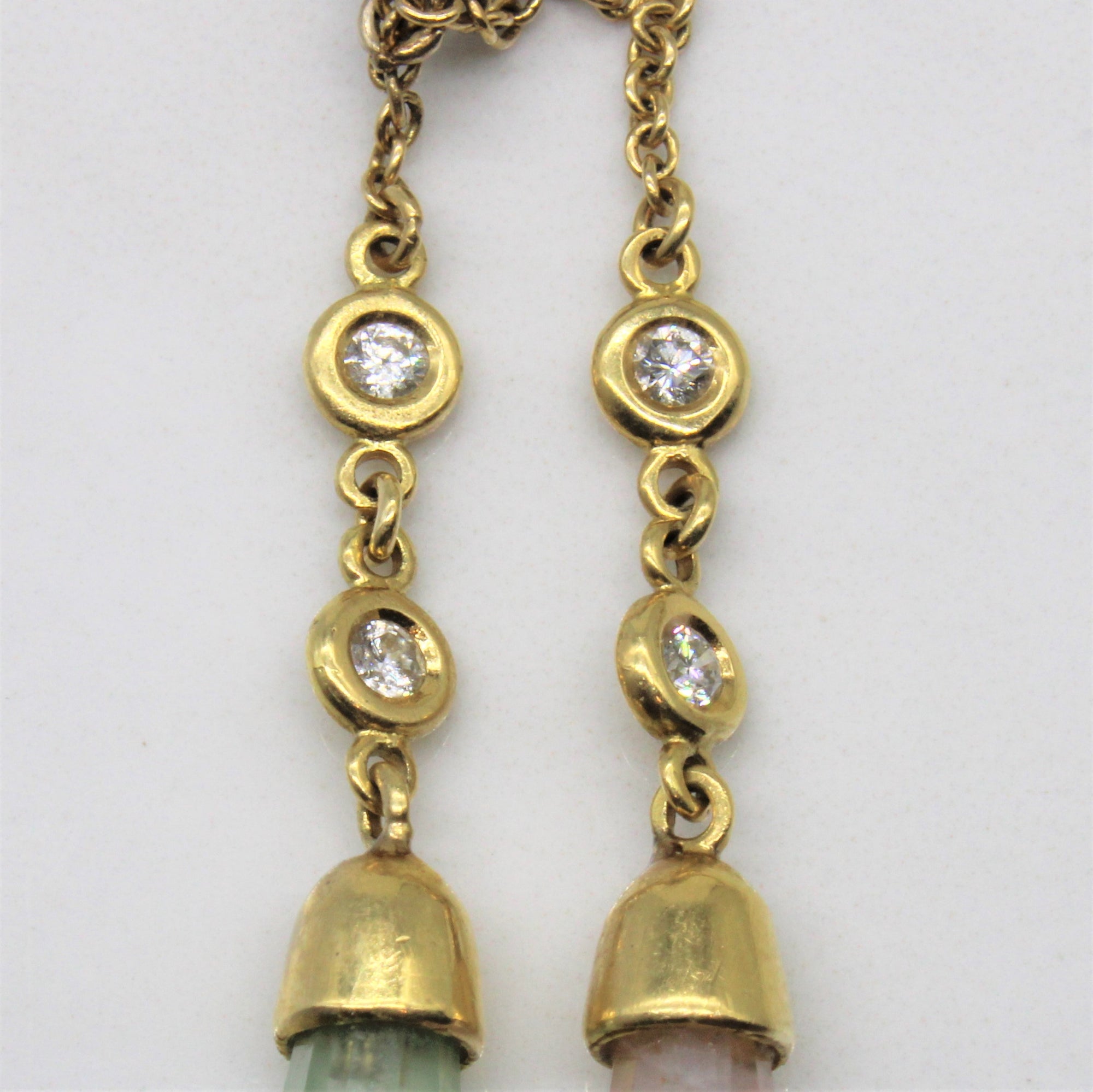 Quartz & Diamond Drop Lariat Necklace | 18.00ctw, 0.14ctw | 18