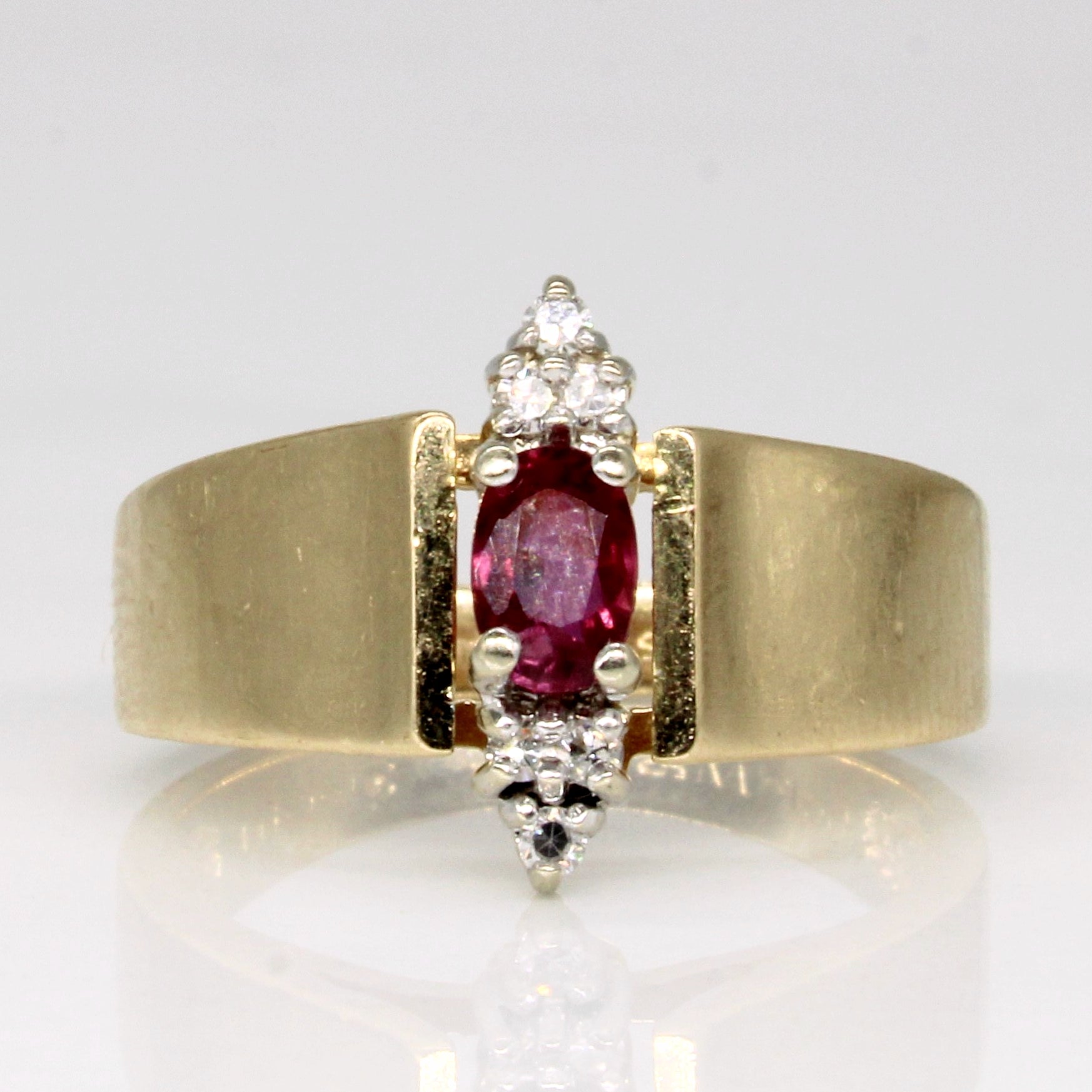 Ruby & Diamond Vertical Ring | 0.31ct, 0.06ctw | SZ 6 |