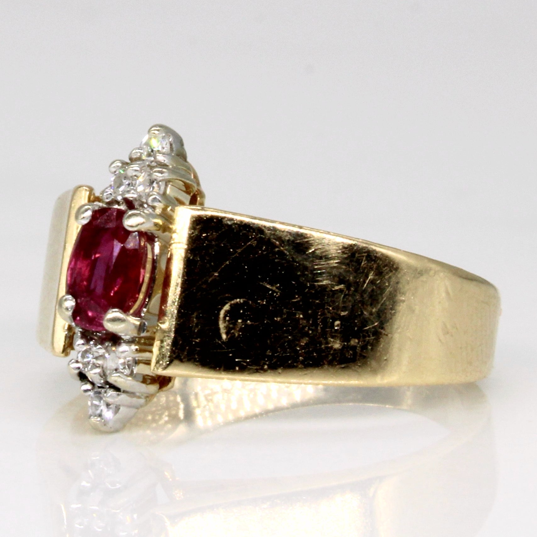 Ruby & Diamond Vertical Ring | 0.31ct, 0.06ctw | SZ 6 |