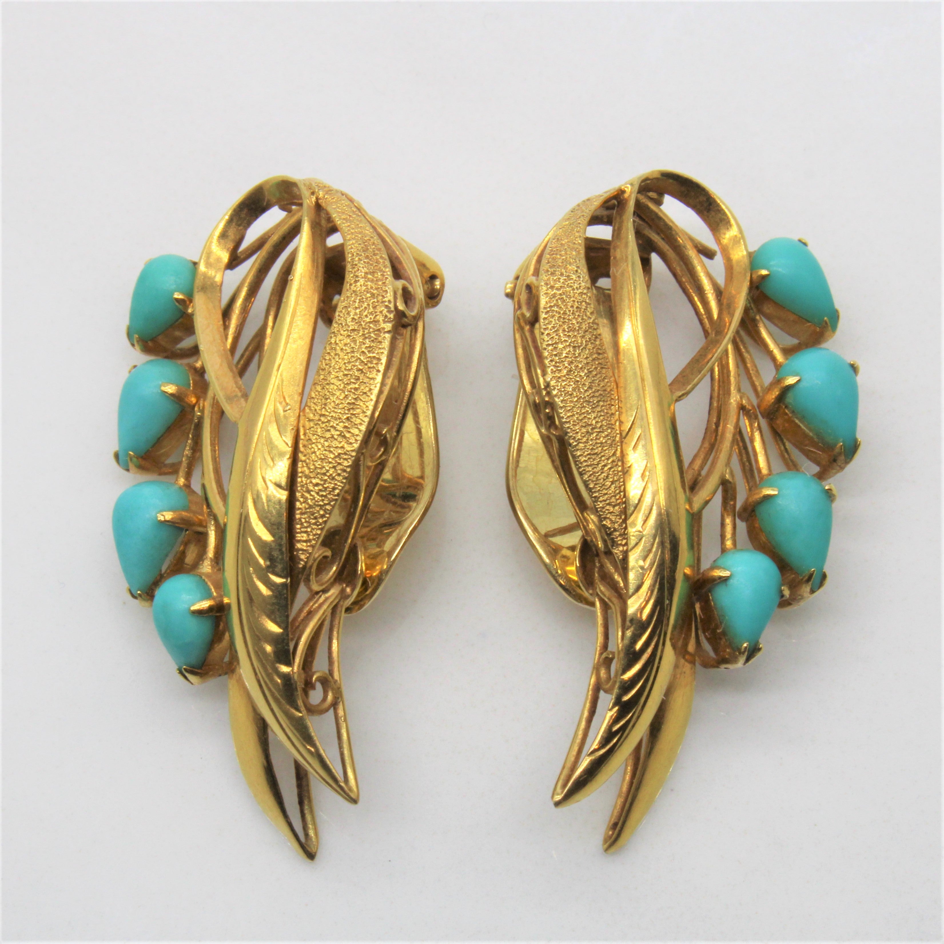 1950s Turquoise Clip On Earrings | 1.00ctw |