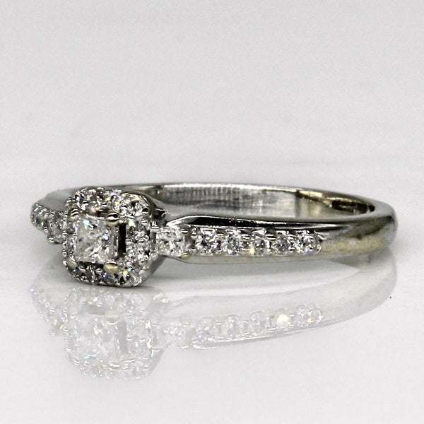 Princess Cut Diamond Halo Engagement Ring | 0.22ctw | SZ 6.5 |