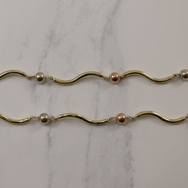 Tri Tone Gold Fancy Chain Necklace | 17.5