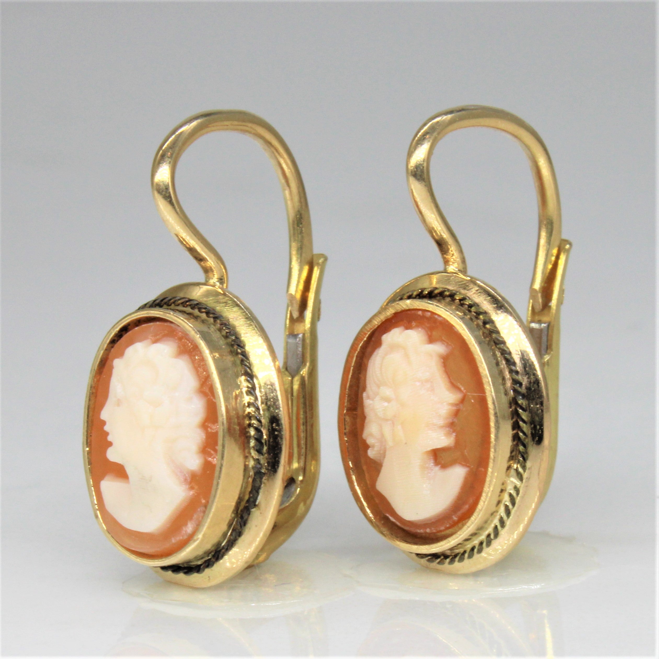 Shell Cameo Clip Hook Earrings |