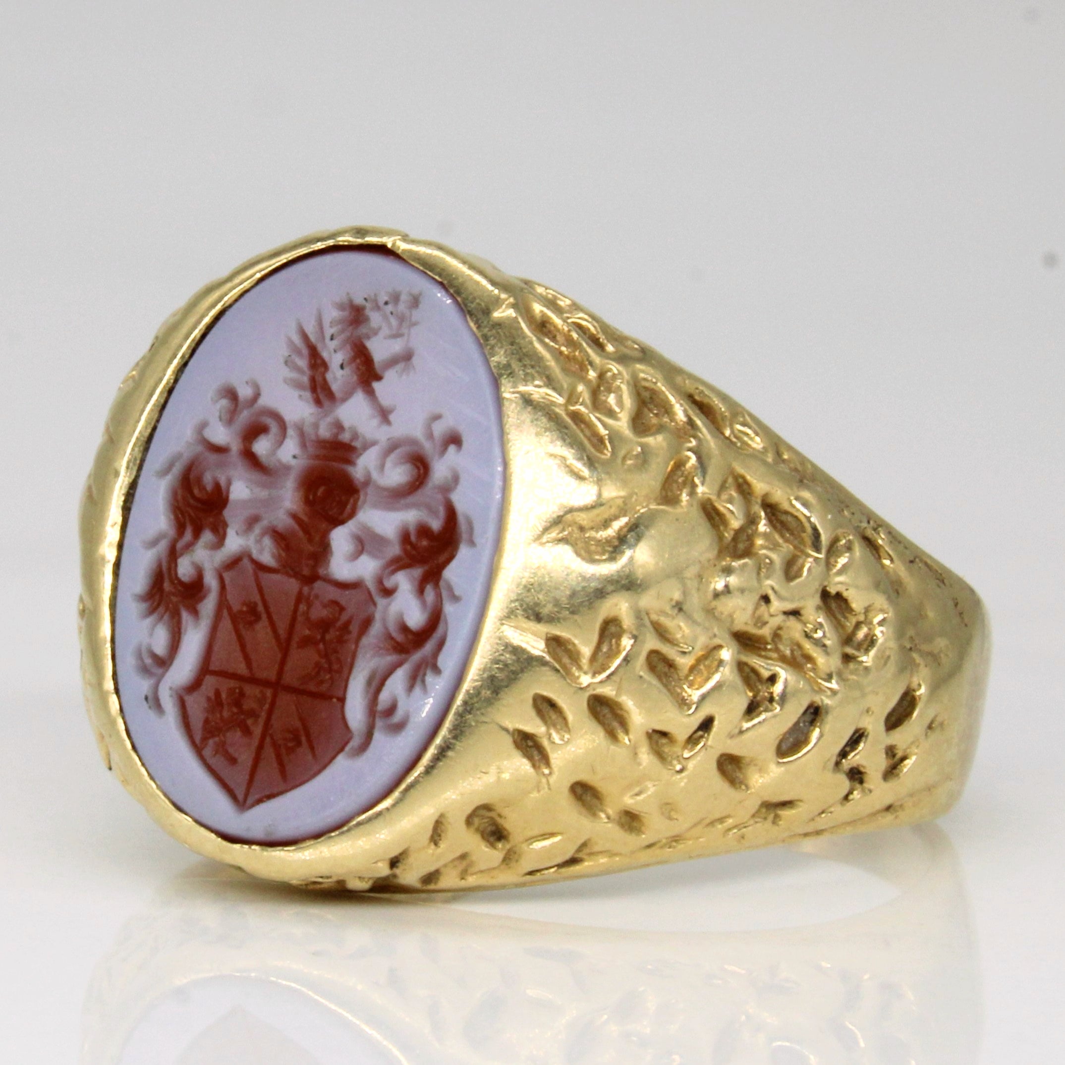 Vintage Intaglio Carved Agate Signet Ring | 2.60ct | SZ 10.25 |