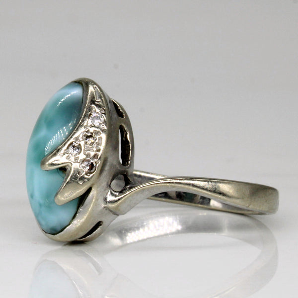 Larimar & Diamond Ring | 3.60ct, 0.04ctw | SZ 8.5 |