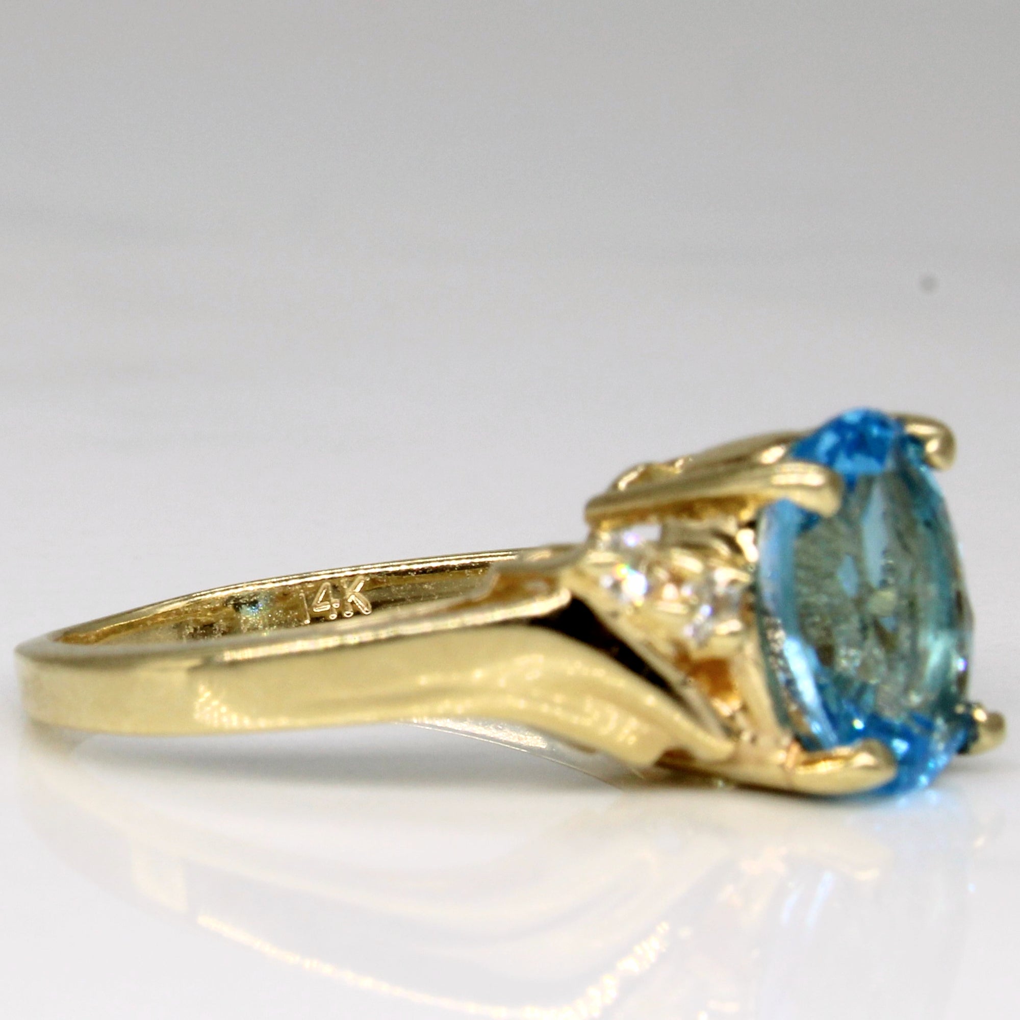 Blue Topaz & Diamond Bypass Ring | 1.80ct, 0.06ctw | SZ 5.25 |