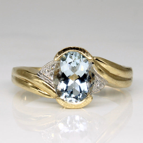 Aquamarine & Diamond Bypass Ring | 1.45ct, 0.03ctw | SZ 9 |