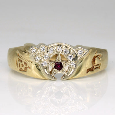 Diamond & Ruby Mason Ring | 0.05ctw, 0.03ct | SZ 13.5 |