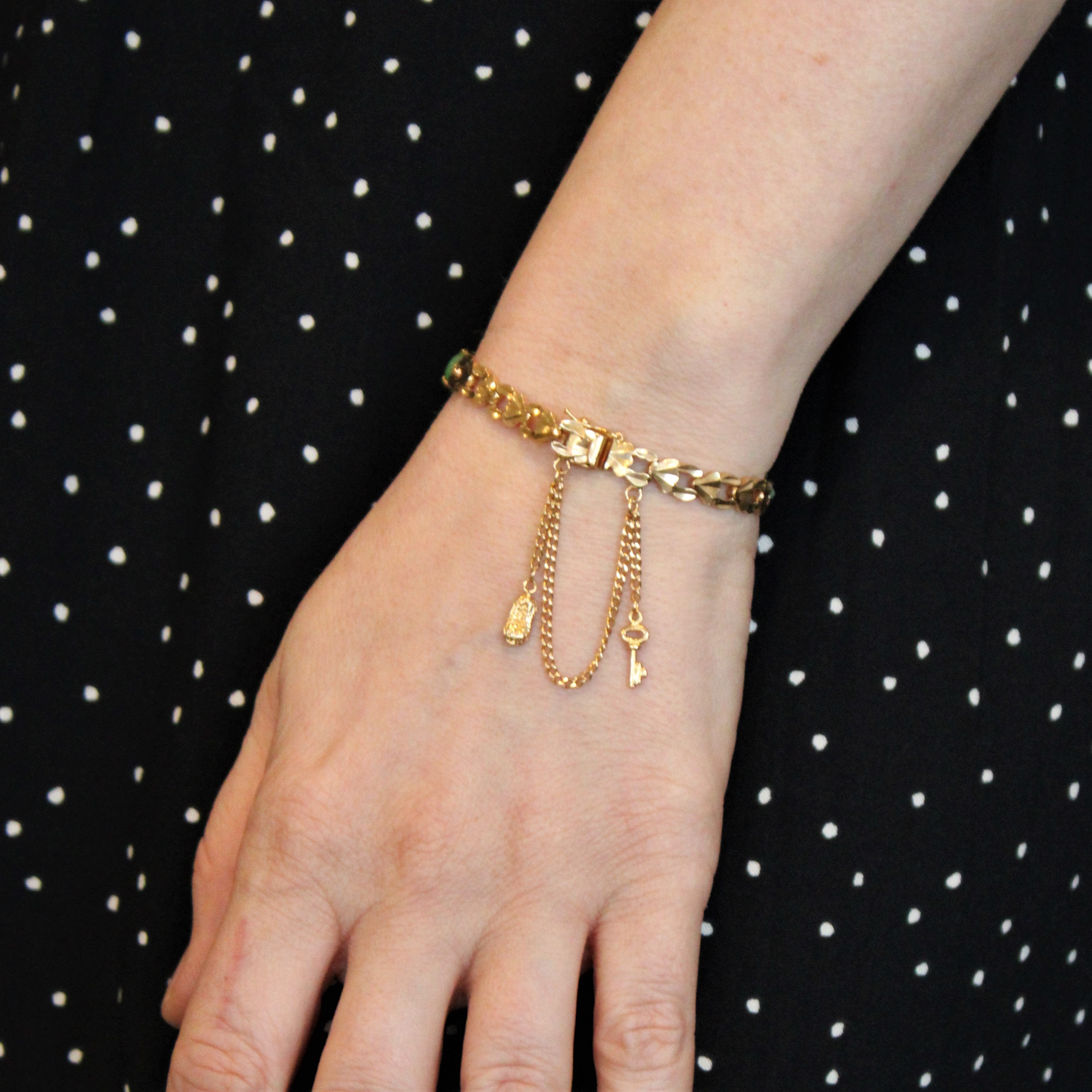 Bracelet tennis en jadéite et diamants | 15,00 ct, 0,24 ct | 6,5" | 