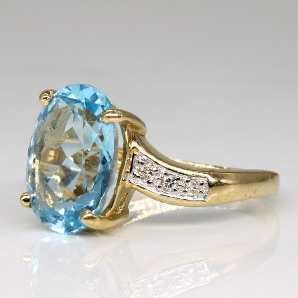 Blue Topaz & Diamond Cocktail Ring | 3.95ct, 0.04ctw | SZ 5.75 |