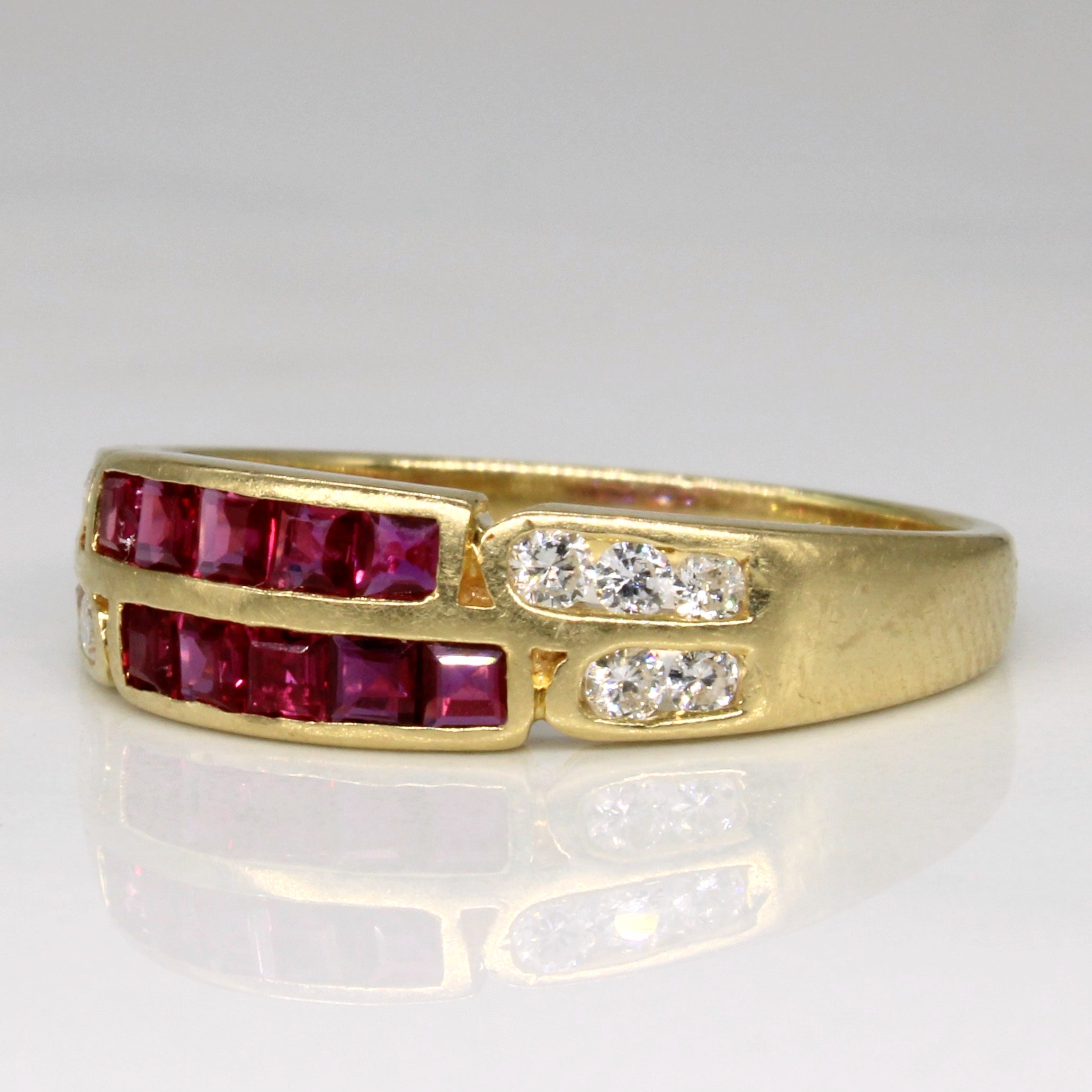 Channel Set Ruby & Diamond Ring | 0.60ctw, 0.22ctw | SZ 8 |