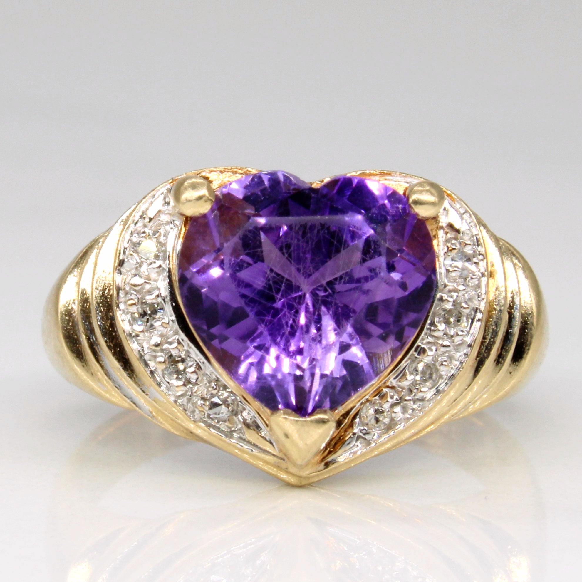 Amethyst Heart Cocktail Ring | 1.95ct, 0.04ctw | SZ 6 |